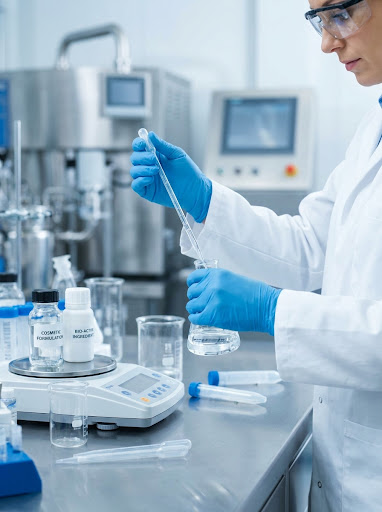 Professional technician working on specialty ingredient formulation
