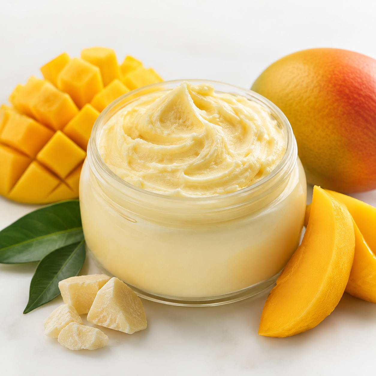 Creamy natural butter in a glass jar with a wooden spatula, raw seeds or nuts beside it.